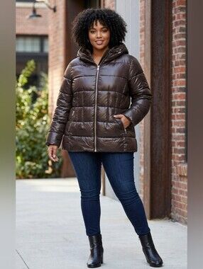412. NWT - Kensie Hooded Puffer Jacket - Plus Size 3X